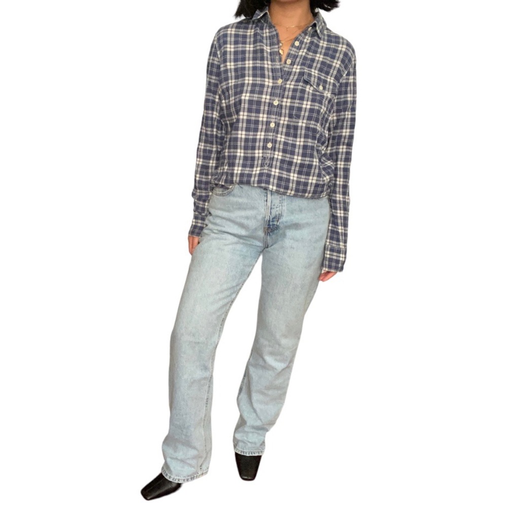 J. Crew Blue Plaid Button Down Shirt Size S